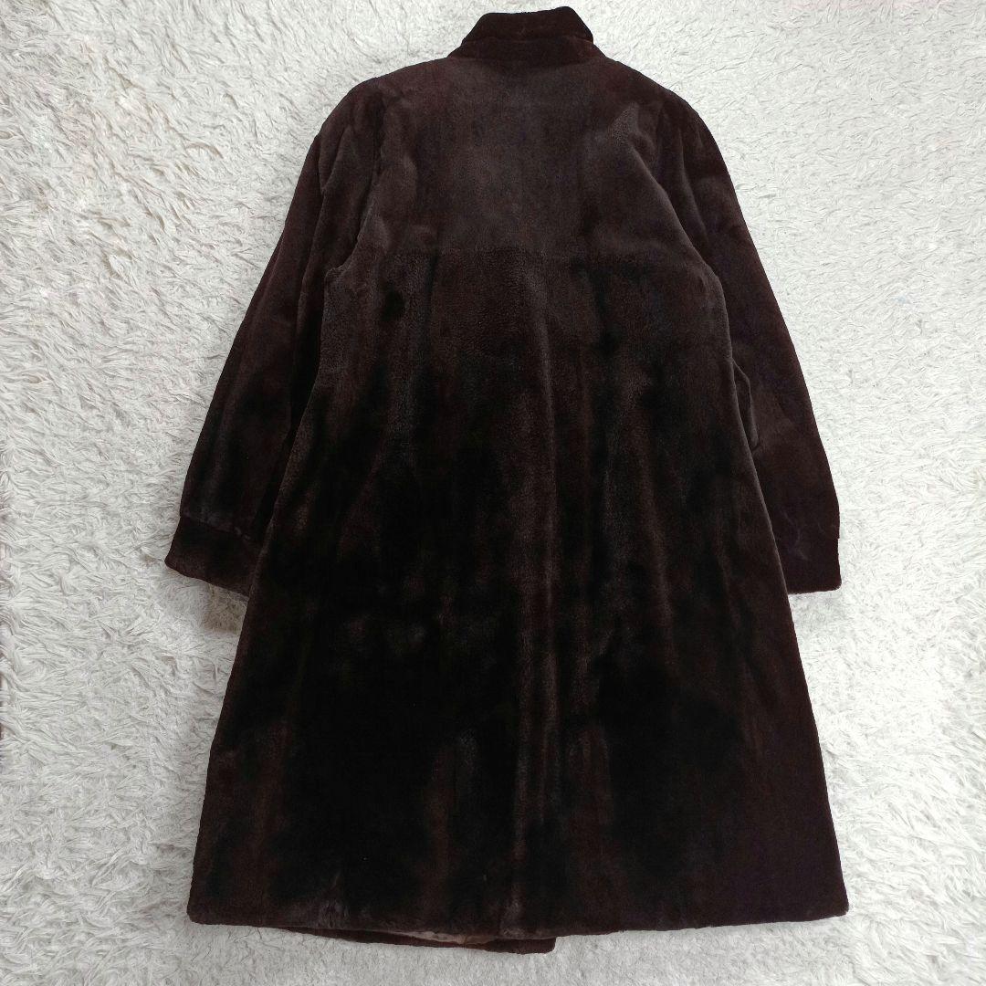 美品✨サガミンク　シェアードミンク　銀タグ　装飾ボタン　ロング丈　大きめサイズ