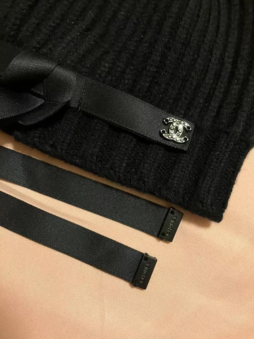 CC ロゴ　ブラック ニットキャップ・ビーニー