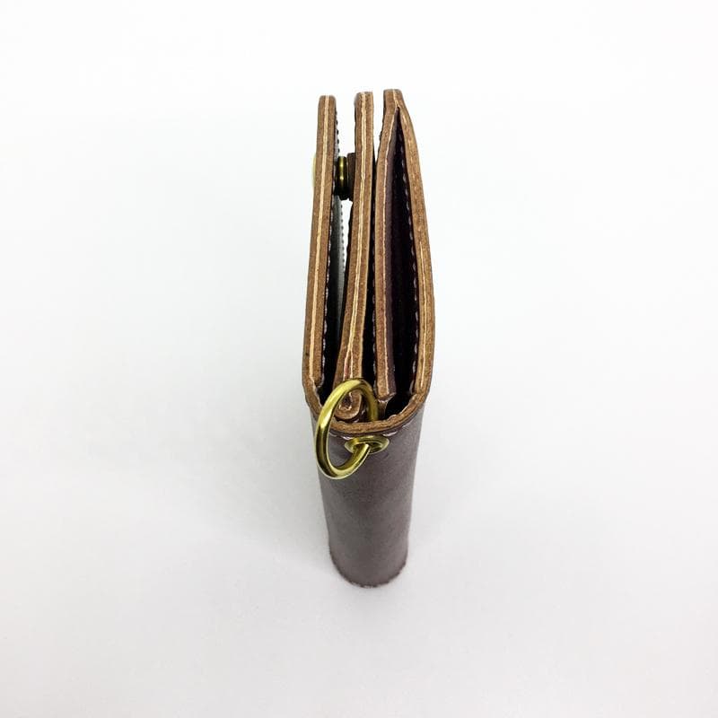 【本革】ミドルトラッカーウォレット 紫檀色 チェリーブラウン 真鍮 レザー