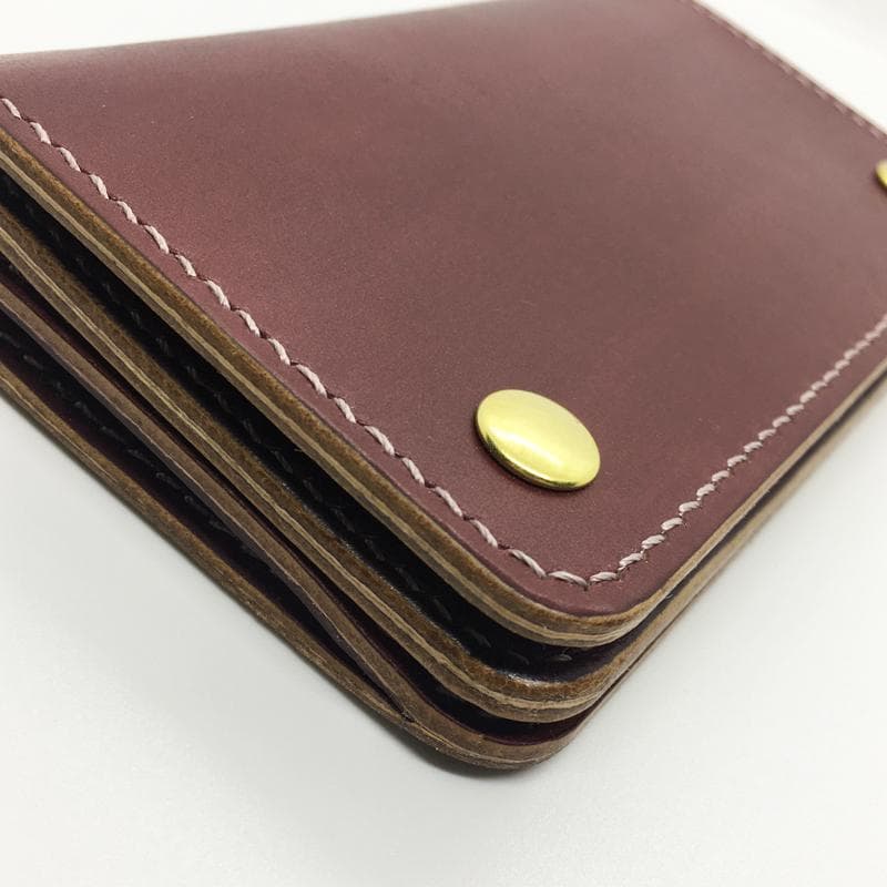 【本革】ミドルトラッカーウォレット 紫檀色 チェリーブラウン 真鍮 レザー