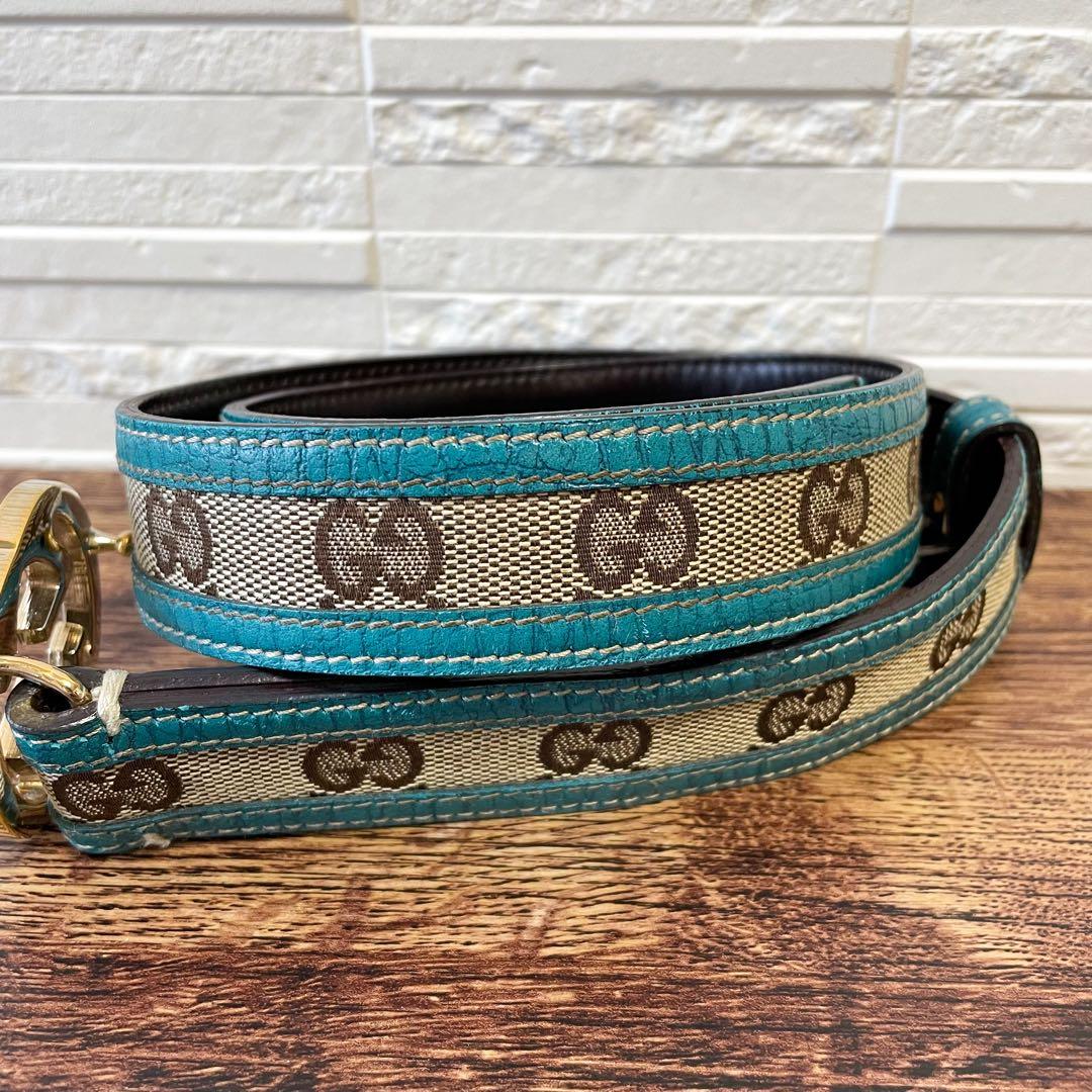 グッチ GG インターロッキング バックル キャンバス×レザー ベルト.