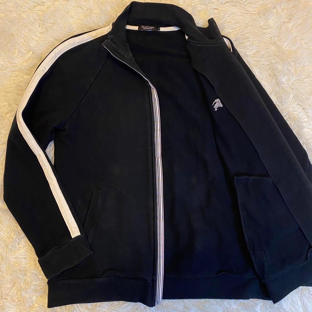 【美品/L】バーバリー ブラックレーベル ジップジャケット 黒 カラーライン
