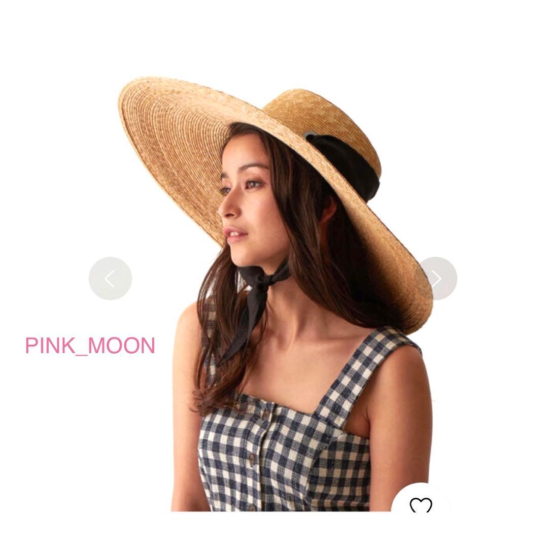 未使用　イタリア製　ストローハット　紫外線対策 スカーフリボン付　　麦わら帽子