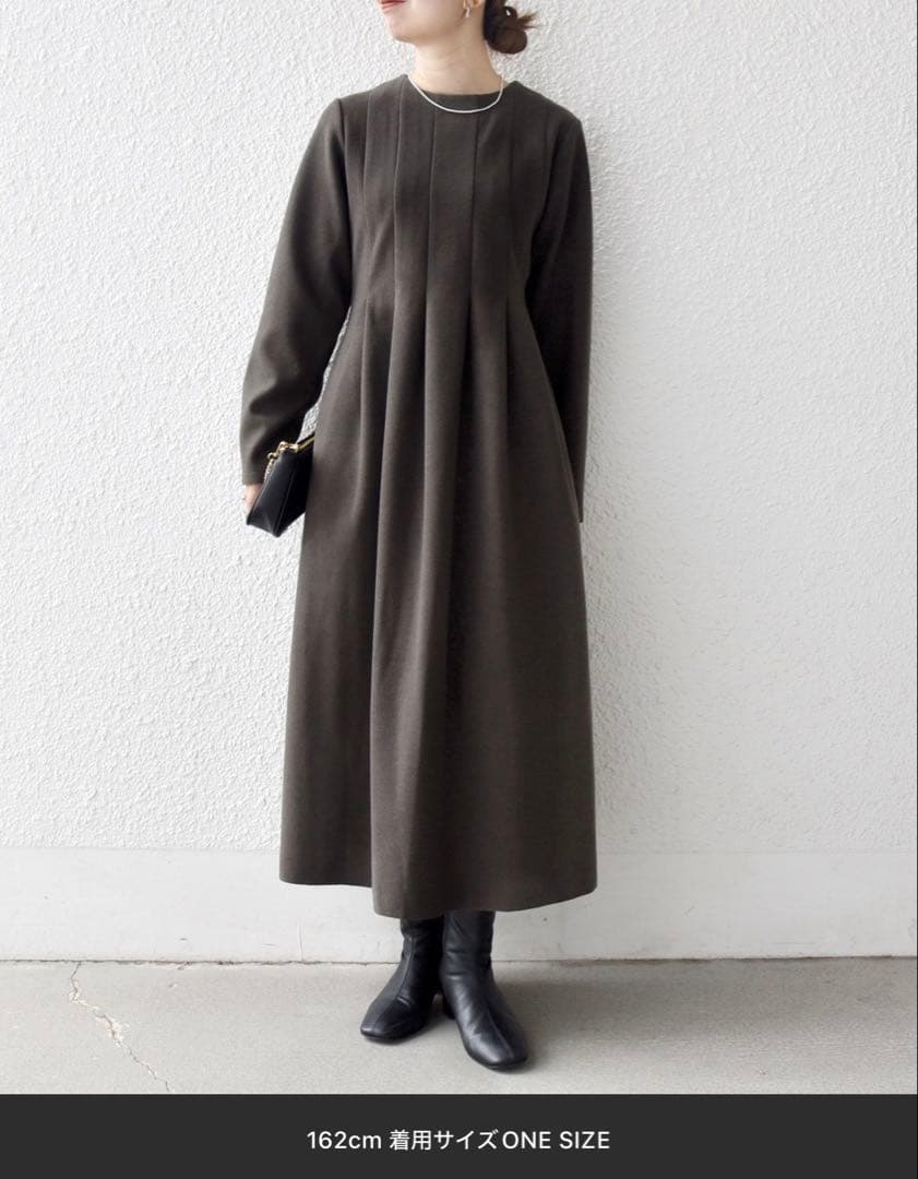 SHIPS any: エア ニードル クルーネック タック フレア ワンピース