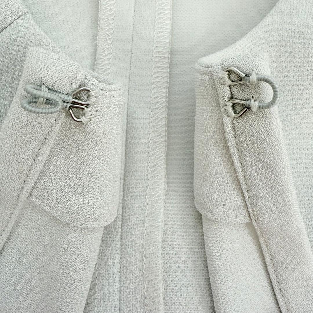 美品✨SOEJU フロントホック8分袖ジャケット　グレー　Lサイズ　現行品