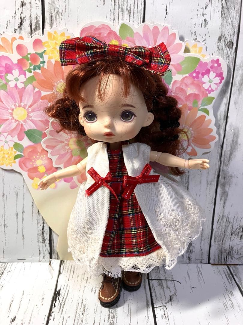 モンストドールサイズレースたっぷりオーバーコートワンピースセット　レッド