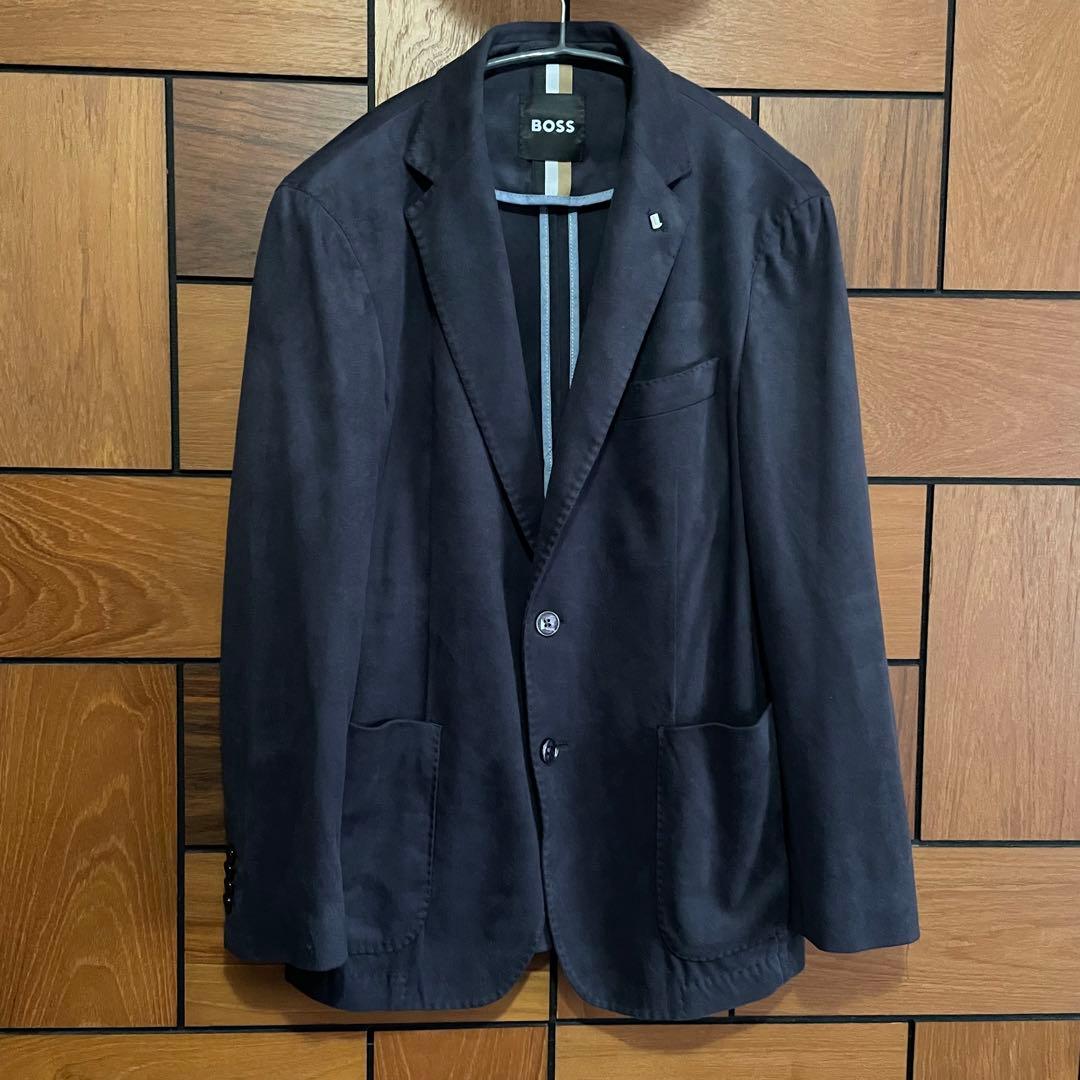 現行タグ ヒューゴボス PUスエード テーラードジャケット ブートニエール