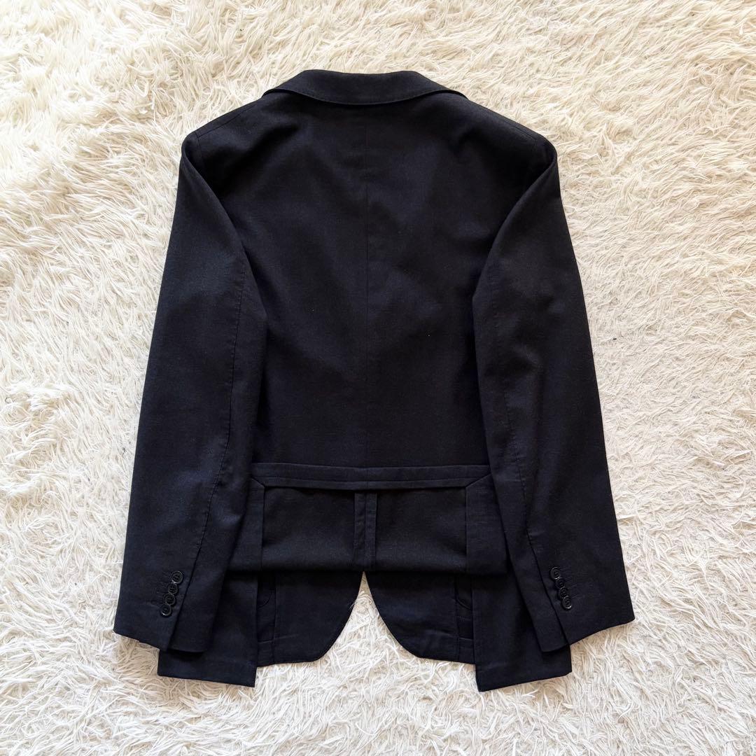 <美品>LARDINI easy wear 新ロゴ ネイビー ウール スーツ44