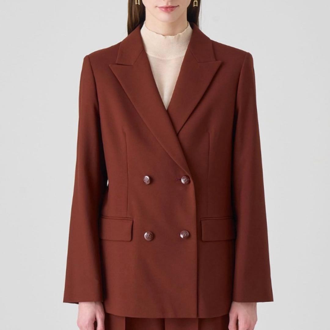 25AW【新品】アナイ　マットクロスピークドラペル ジャケット　ブラウン　36