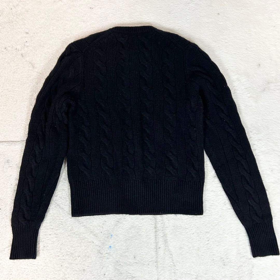美品❗️ポロラルフローレン　ケーブルニット　黒　カシミヤ　ウール　カーディガン