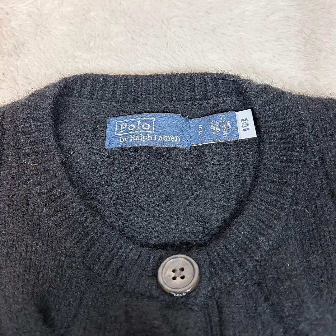 美品❗️ポロラルフローレン　ケーブルニット　黒　カシミヤ　ウール　カーディガン