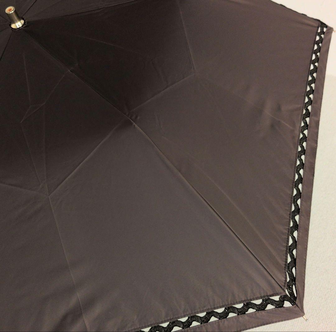 ビューランス　ブラウン×レース　折りたたみ晴雨兼用傘