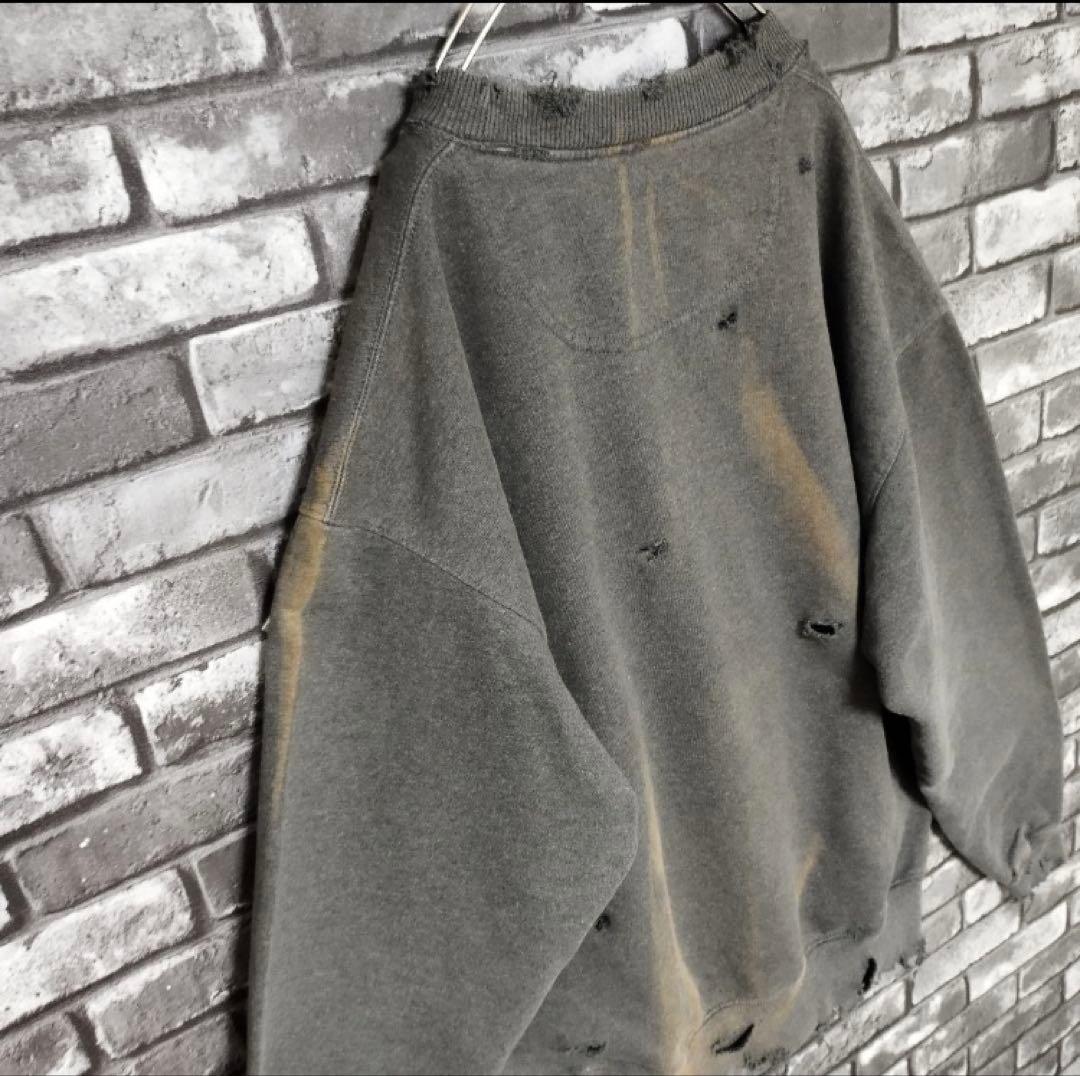 鬼フェード チャンピオン クラッシュ ボロスウェット グランジ ダメージ 袖太