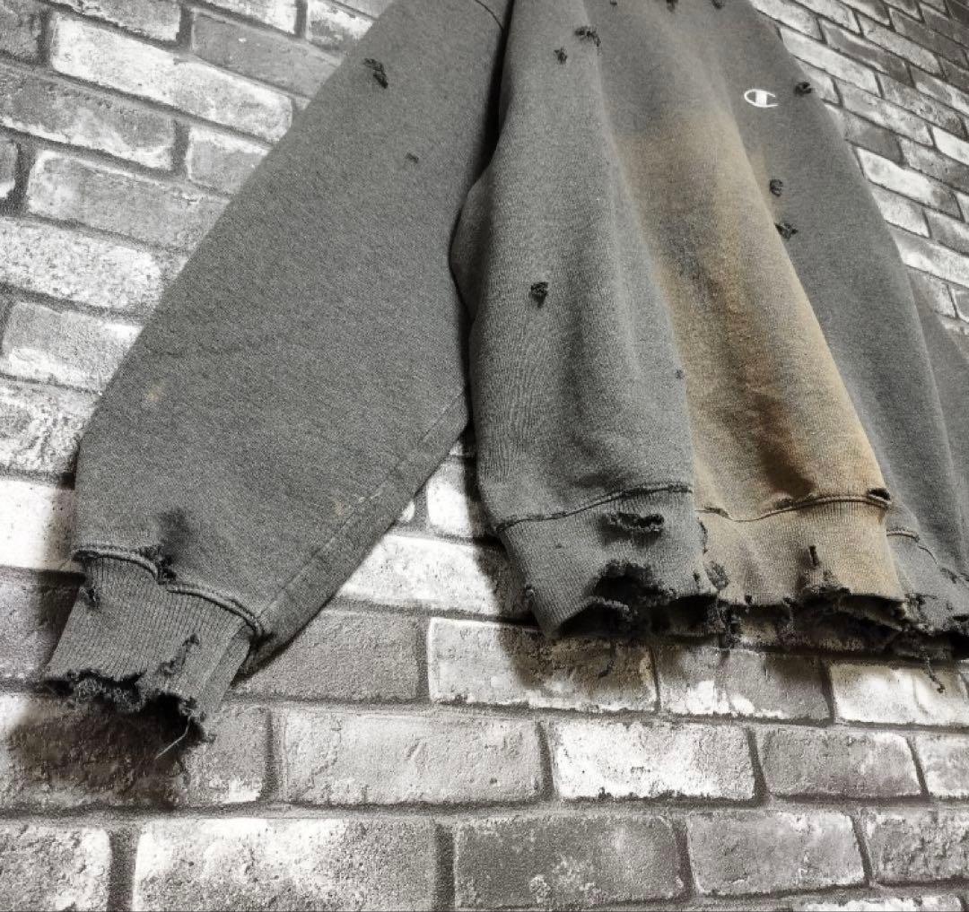 鬼フェード チャンピオン クラッシュ ボロスウェット グランジ ダメージ 袖太