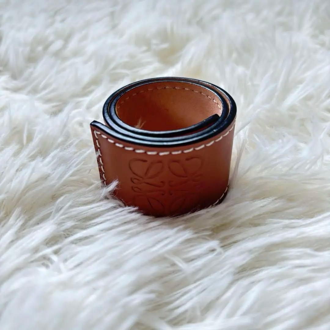 ✨美品✨ LOEWE スラップ・ブレスレット アナグラム レザー ブラウン