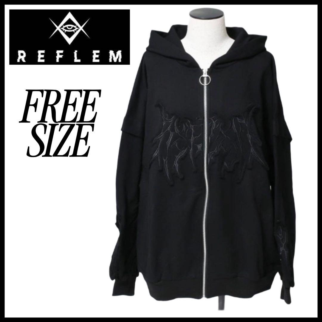 REFLEM レフレム 猫耳ZIPパーカー ジップパーカー 黒 刺繍