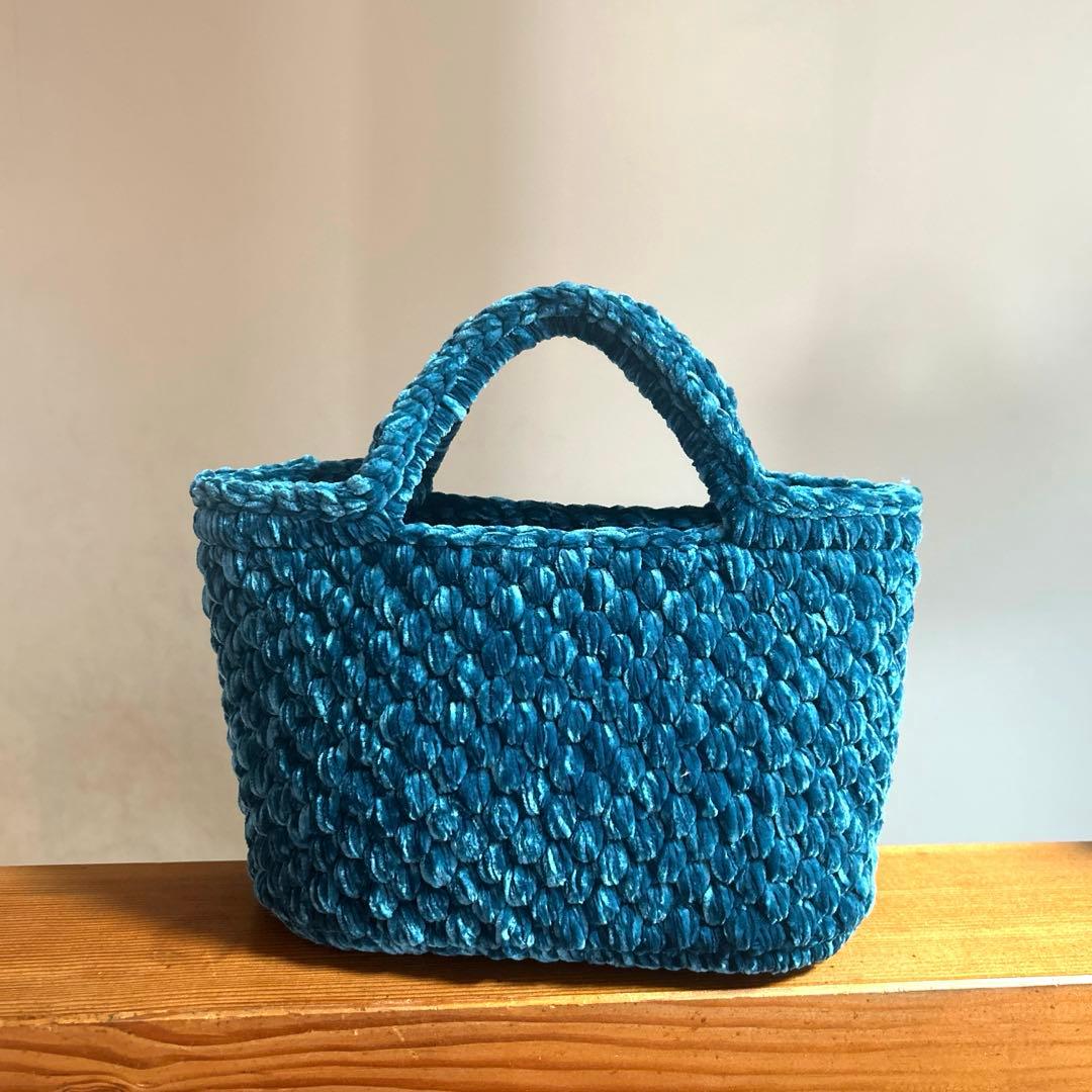 piko様♡ズパゲッティ マルシェバッグ　斜め模様　ベルベット