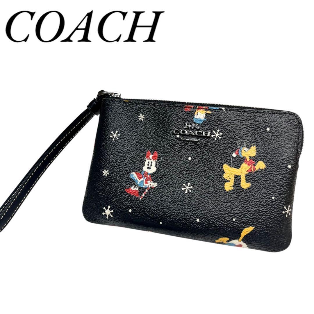 人気　コーチ COACH ポーチ ディズニー コラボ　ブラック　ケース