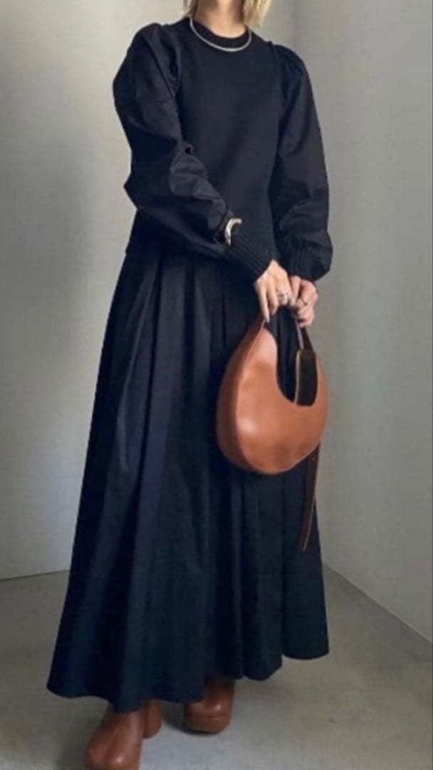 か*ず様 AMERI KNIT DOCKING VOLUME DRESS