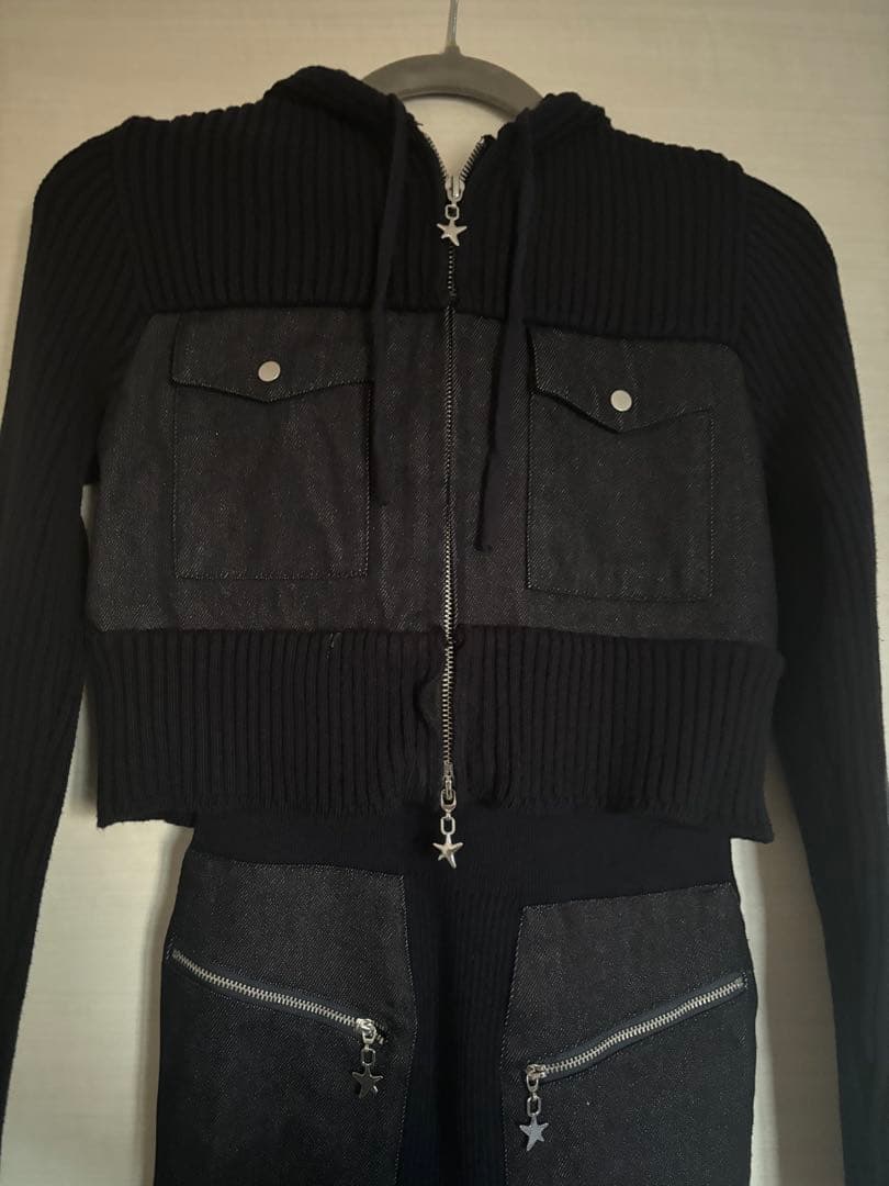 EMODA ドッキングポケットニットパーカー　リブワンピース　セットアップ