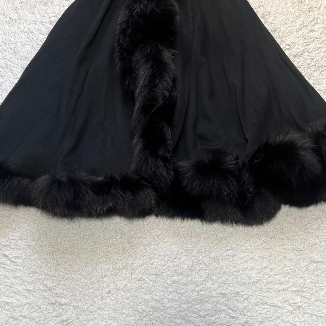 美品 裾周り325cm ブルーフォックス カシミヤ100 ポンチョ ケープ 大判