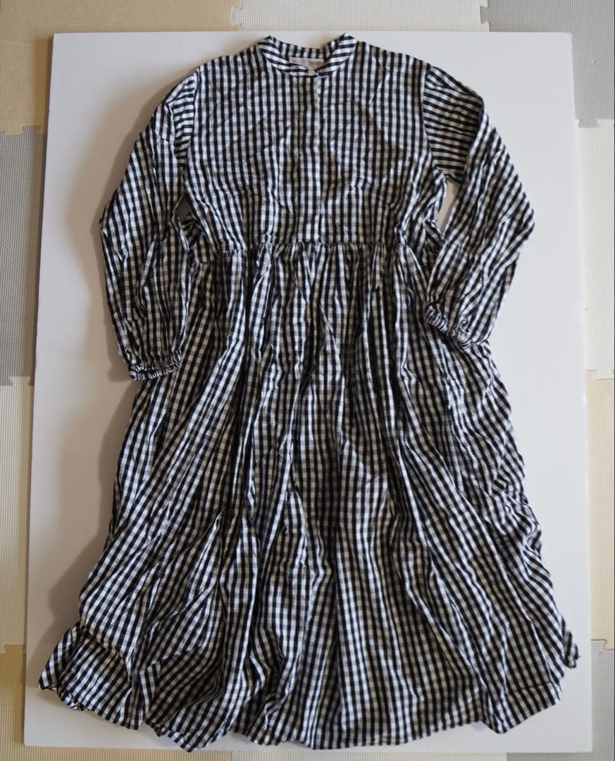 ビアズリー　ギャザーワンピース　ギンガムチェック　サイズ1