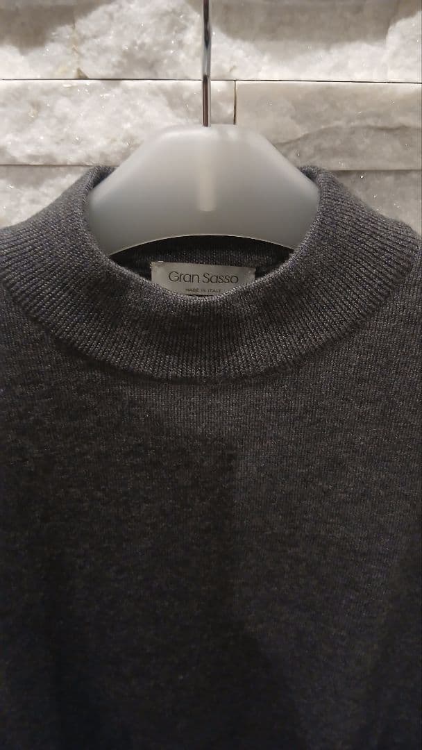イタリア製 グランサッソ 12ゲージウール モックネックニット50 XL