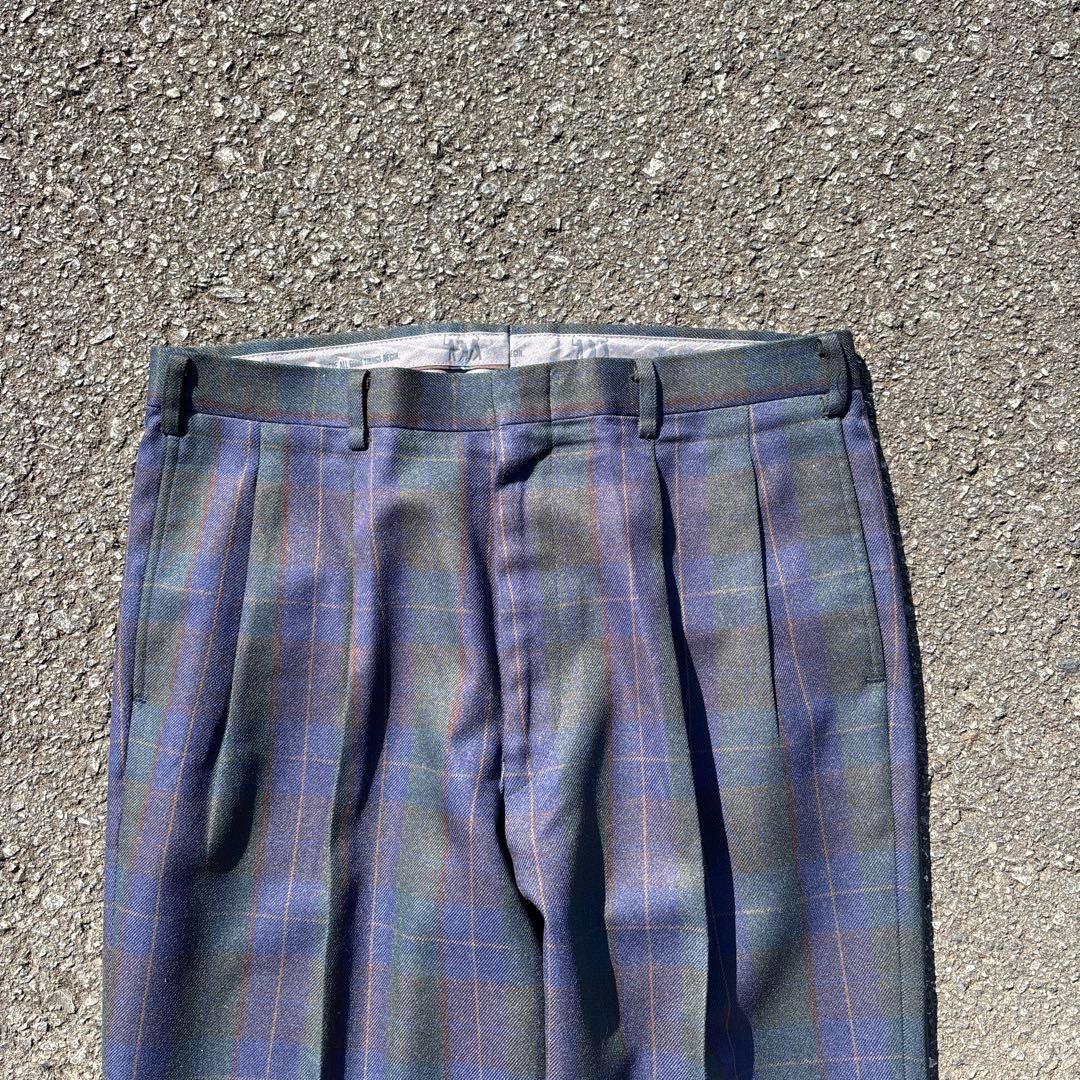 ビ*ト様 【希少】70s 80s 極太 2タック チェック スラックス