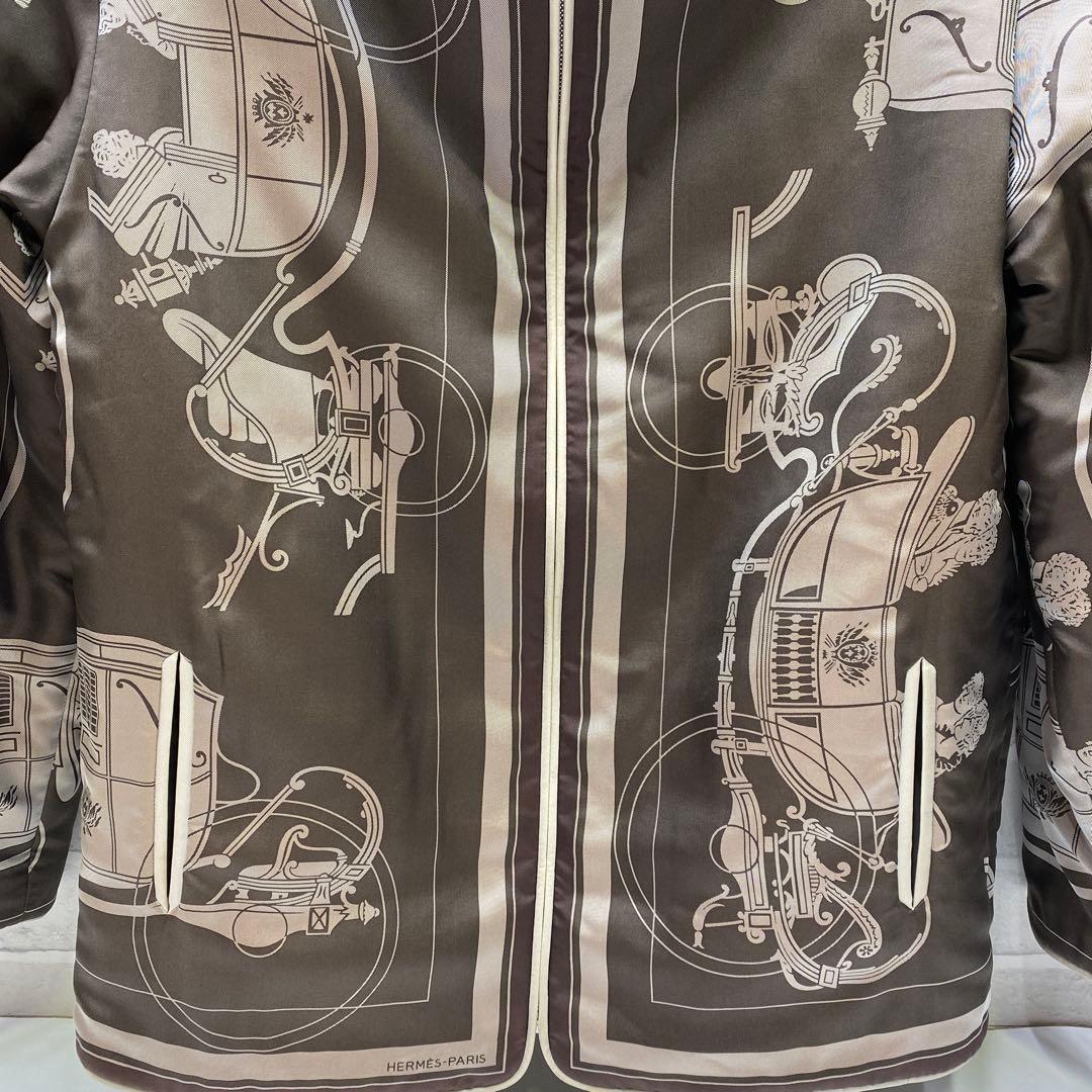 エルメス シルクブルゾン マルジェラ期 総柄 馬車 リバーシブル ハーフコート