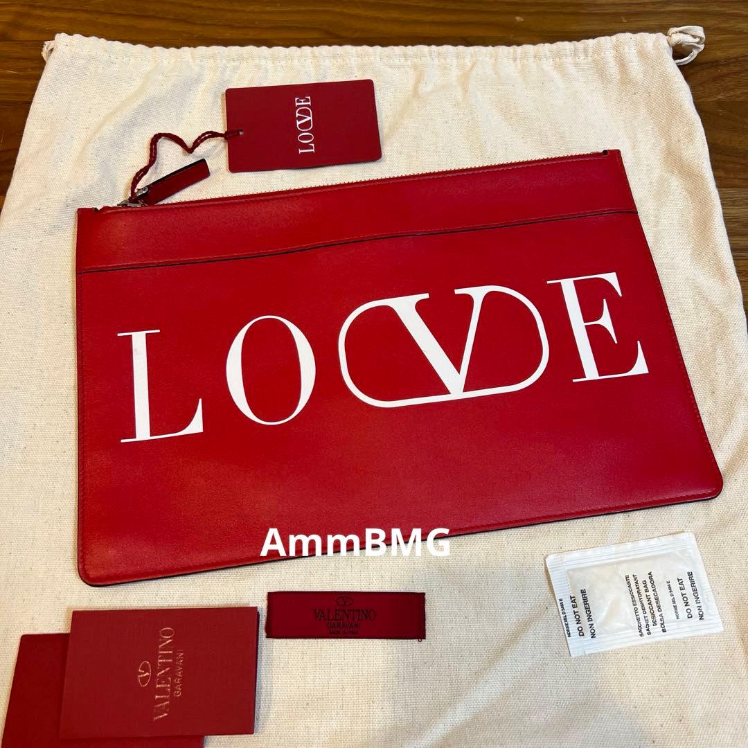 T*E様 Valentino LOVE レザー クラッチバッグ レッド 限定品