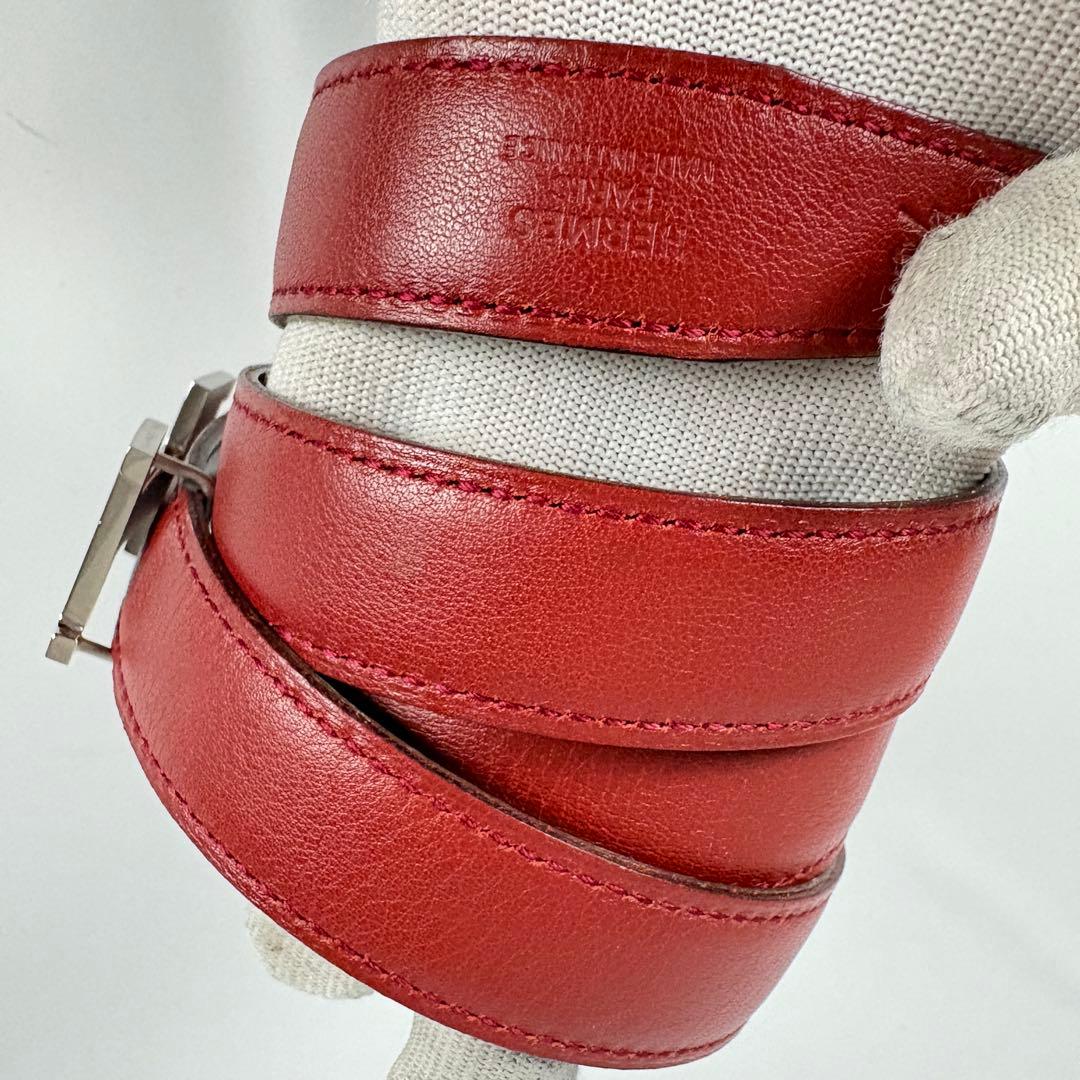 エルメス　コンスタンス　ベルト　Hバックル　レザー　リバーシブル　黒　エンジ