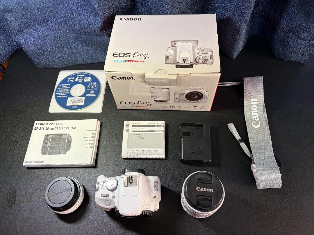 【美品】Canon EOS Kiss X7 ホワイト（レンズ2個、外箱など）