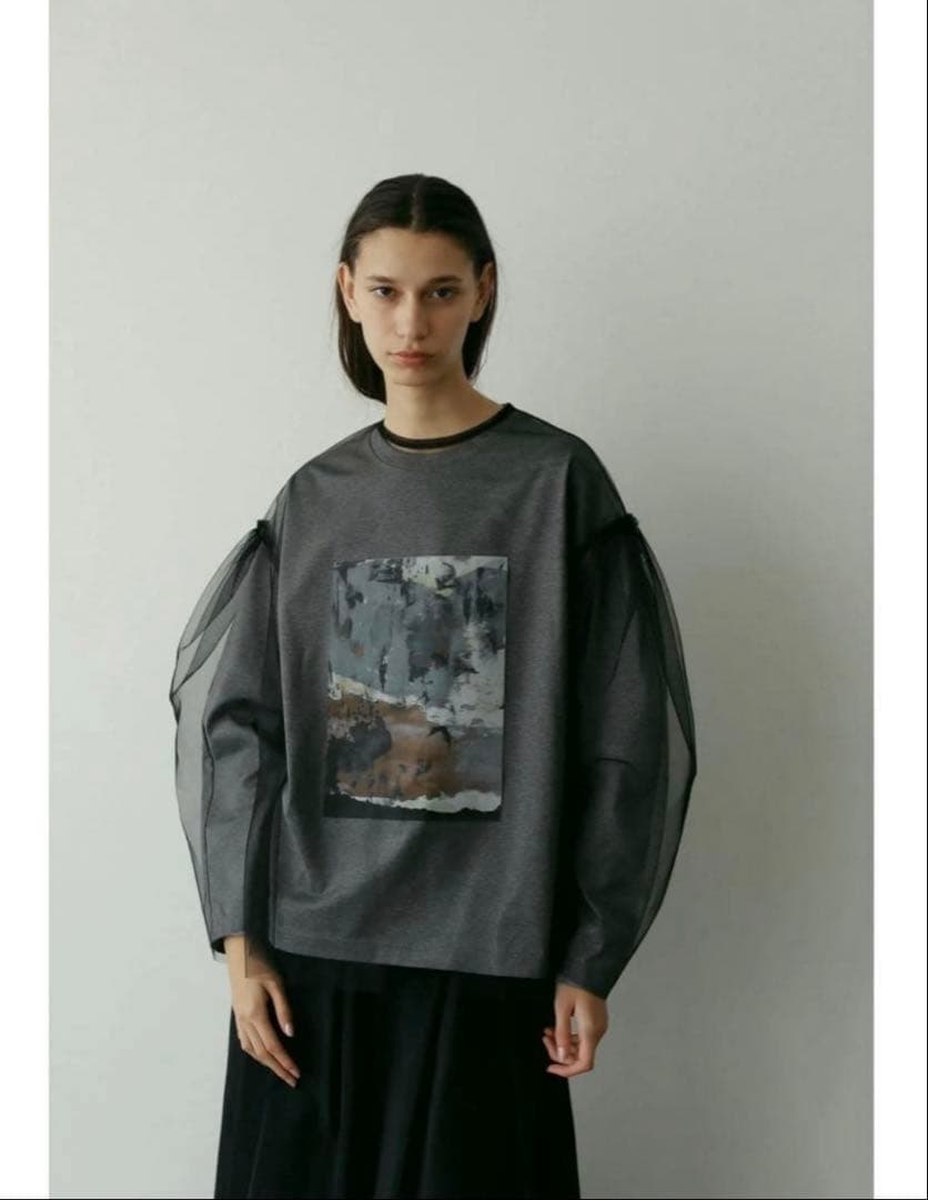 LOHEN チュールレイヤードジオメトリープリントTシャツ　訳あり