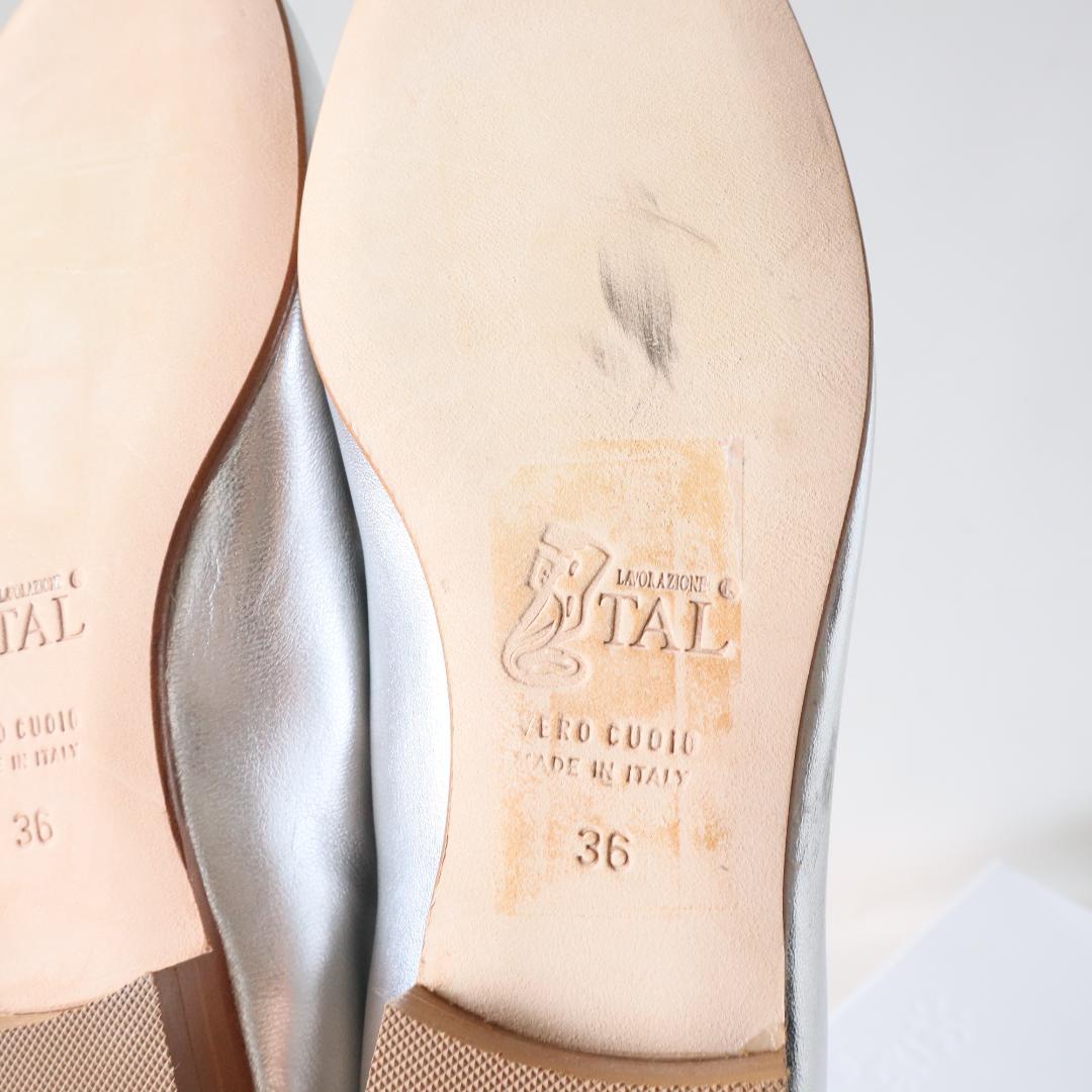 極美品　ルカグロッシ　シルバーローファー/スリッポン　36/23cm