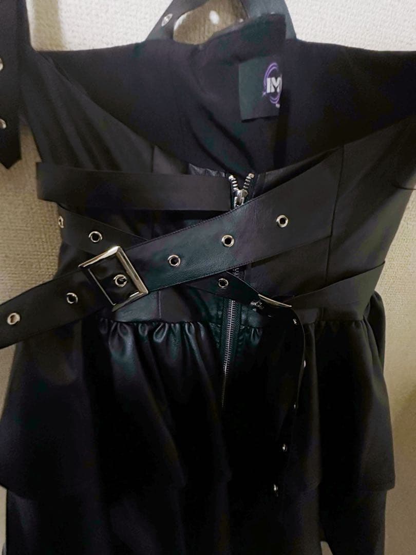 スカート QOOZA IMVAL / Frill Leather Dress [BLK]