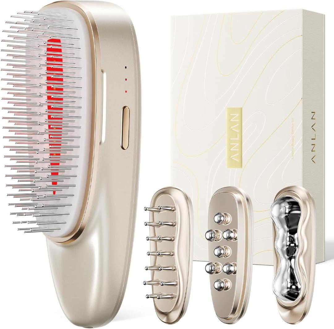ANLAN リフトスパ温冷かっさ EMS リフトブラシ 電気頭皮ブラシ