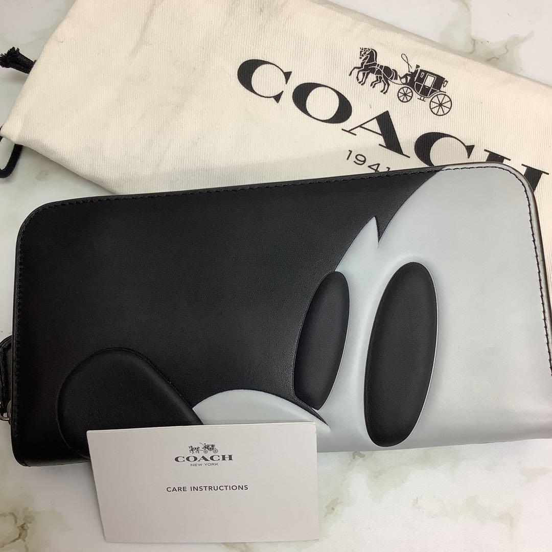 新品　レア　コーチ　COACH レザー　ミッキー　ディズニー　長財布　黒
