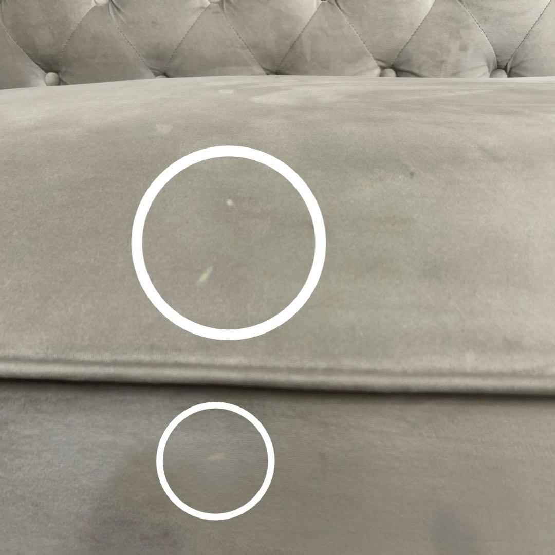 【12月27日まで出品予定】LOWYA グレー ベルベット ボタン留めソファ