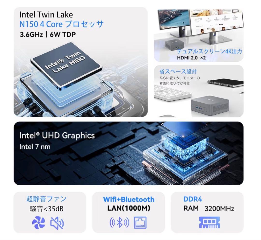 新品未開封N150 MOREFINE ミニPC Win11Pro 8GBDDR4