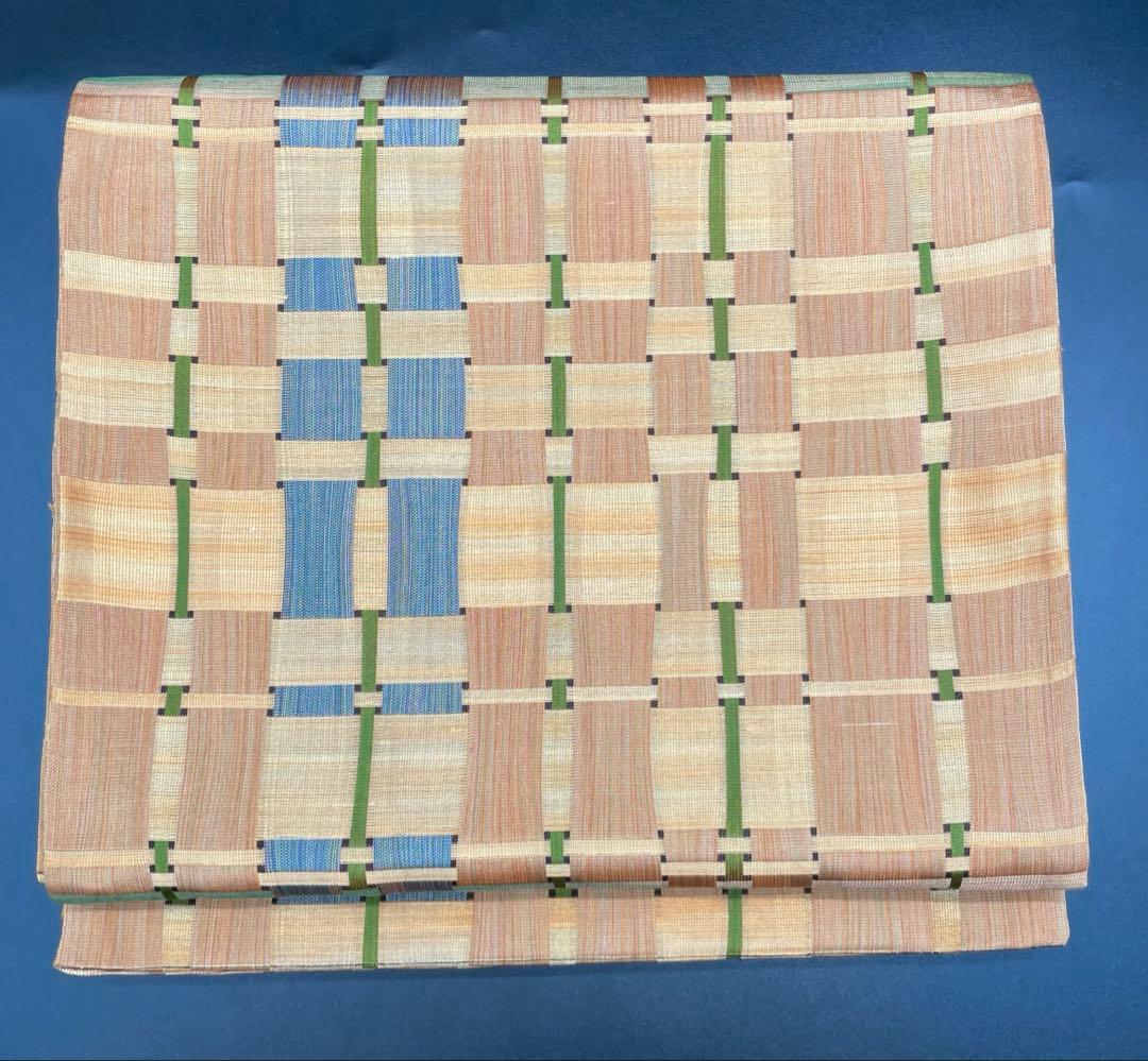 △名古屋帯 洒落帯　高級△ 正絹　関西仕立て　幾何学模様　309