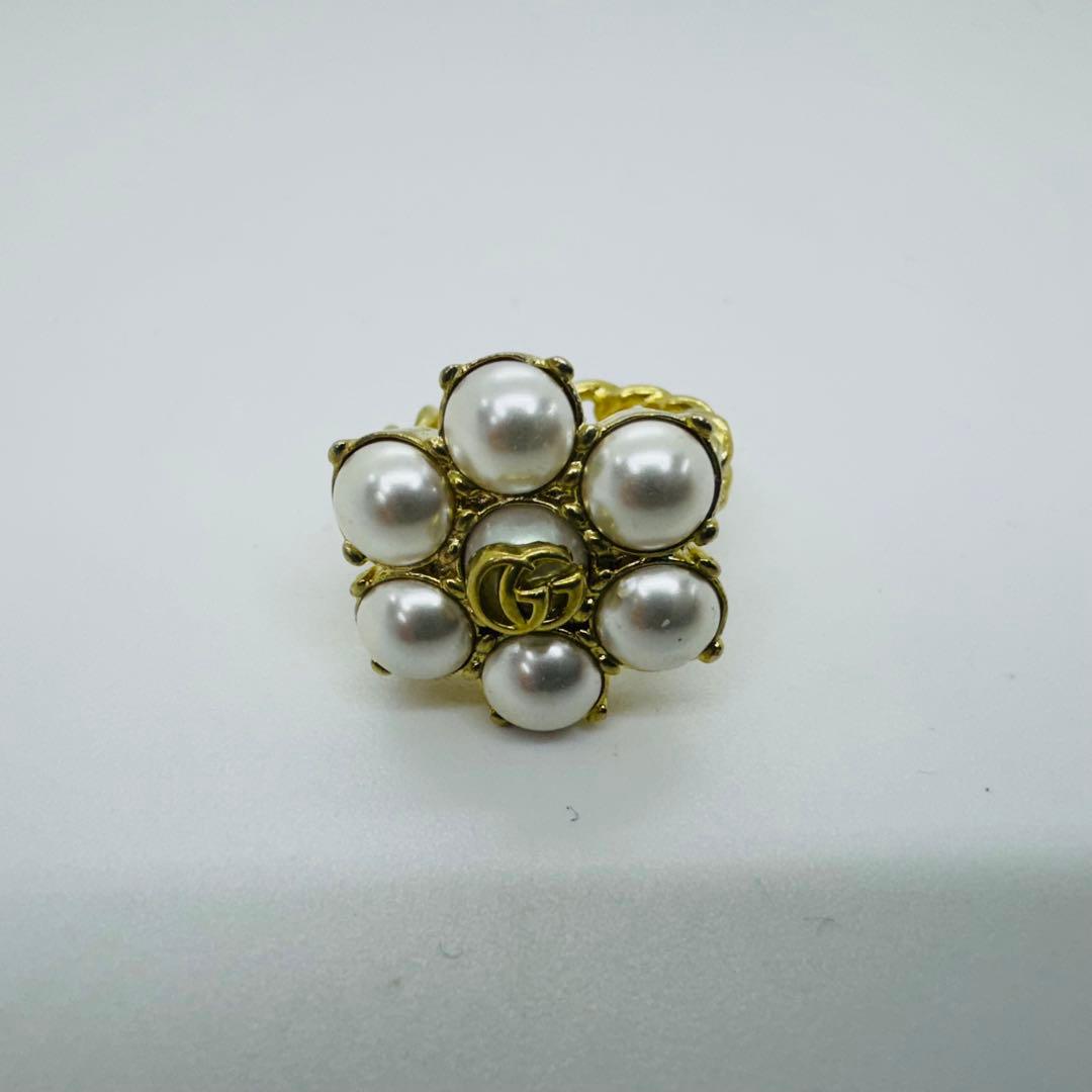 ✨GUCCI✨グッチ✨パール✨花型✨GGマーク✨リング✨