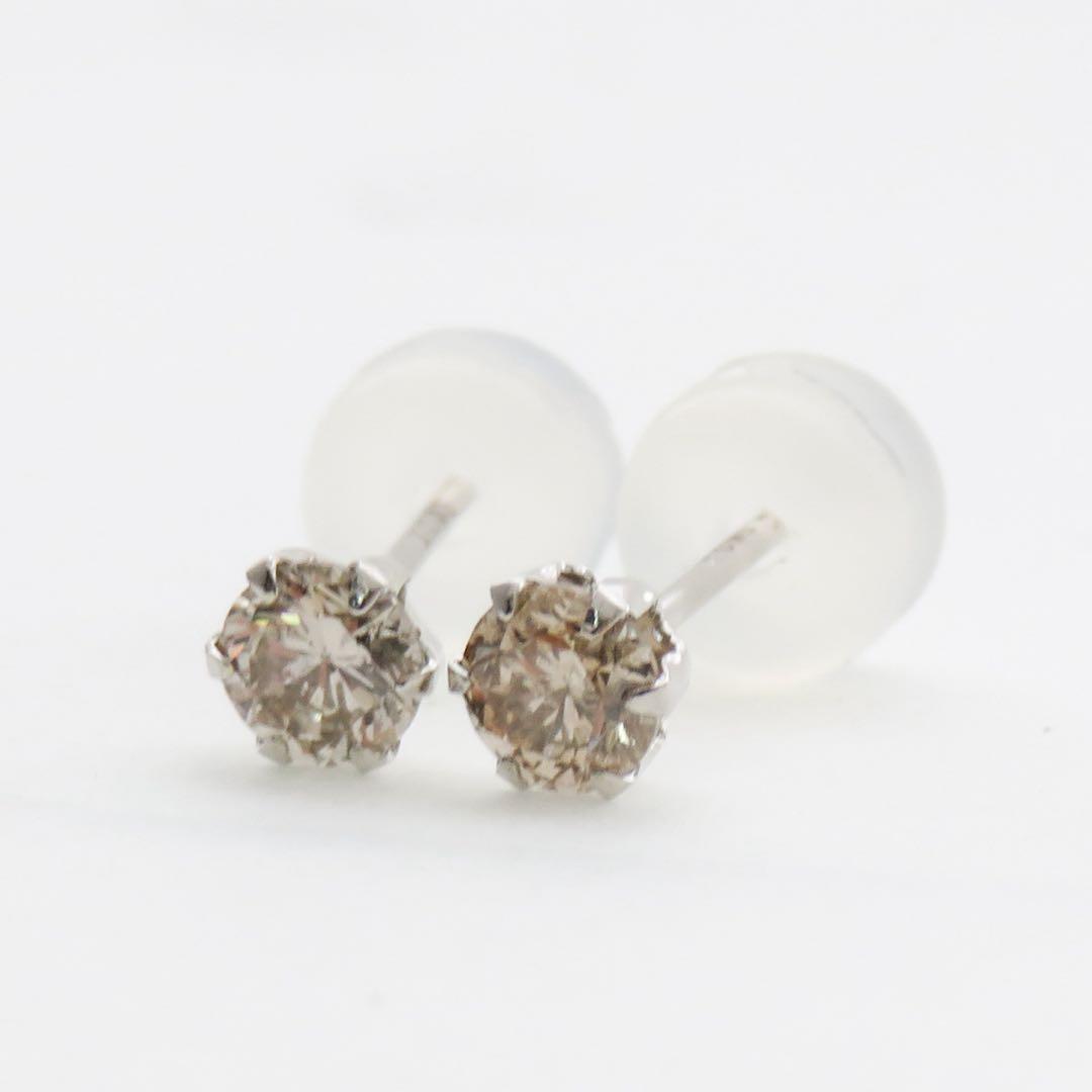 花*ん様 K10WG 天然ダイヤモンド 計0.37ct ピアス　刻印0.20×2