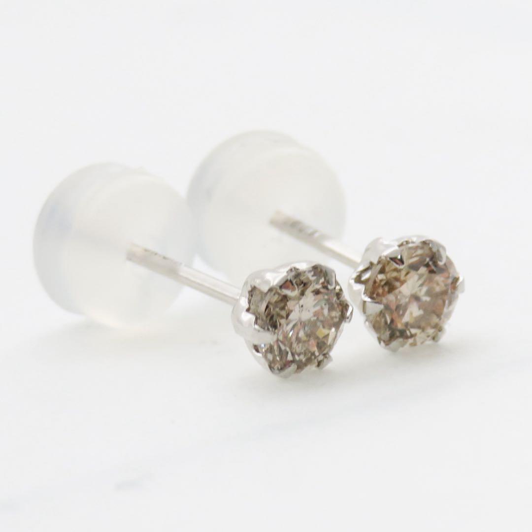 花*ん様 K10WG 天然ダイヤモンド 計0.37ct ピアス　刻印0.20×2