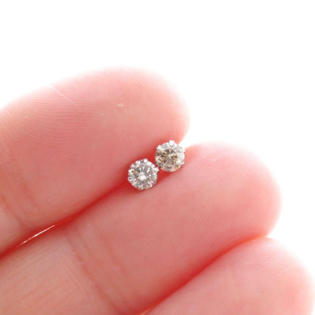 花*ん様 K10WG 天然ダイヤモンド 計0.37ct ピアス　刻印0.20×2