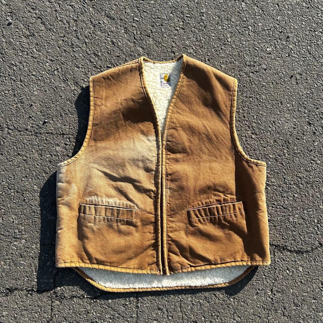 70s carhartt カーハート ダックベスト 裏ボア USA製