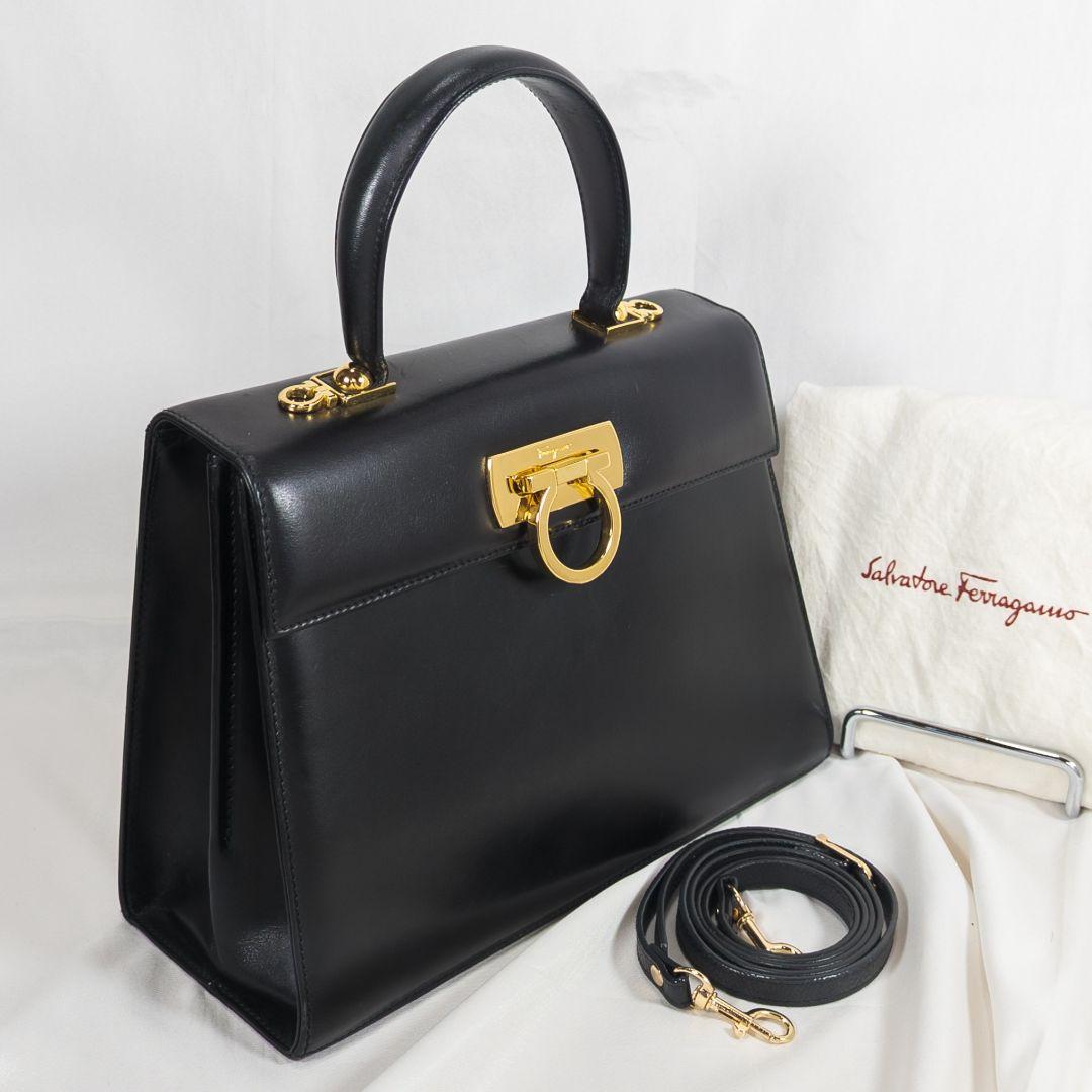 【極美品】フェラガモ ガンチーニ ハンドバッグ 2Way 保存袋付き
