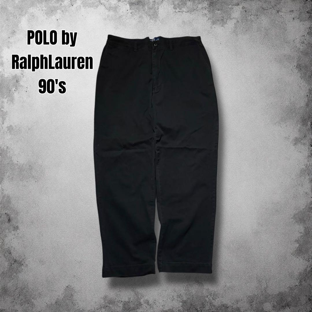 90s RalphLauren ポロチノ 初期タグ 黒チノパン ヴィンテージ