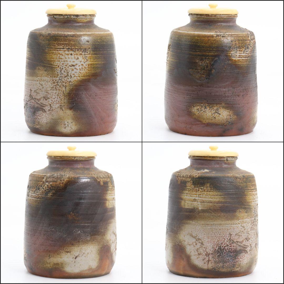 人間国宝 金重陶陽作 備前茶入 茶道具 共箱 栞付　M612　NT2