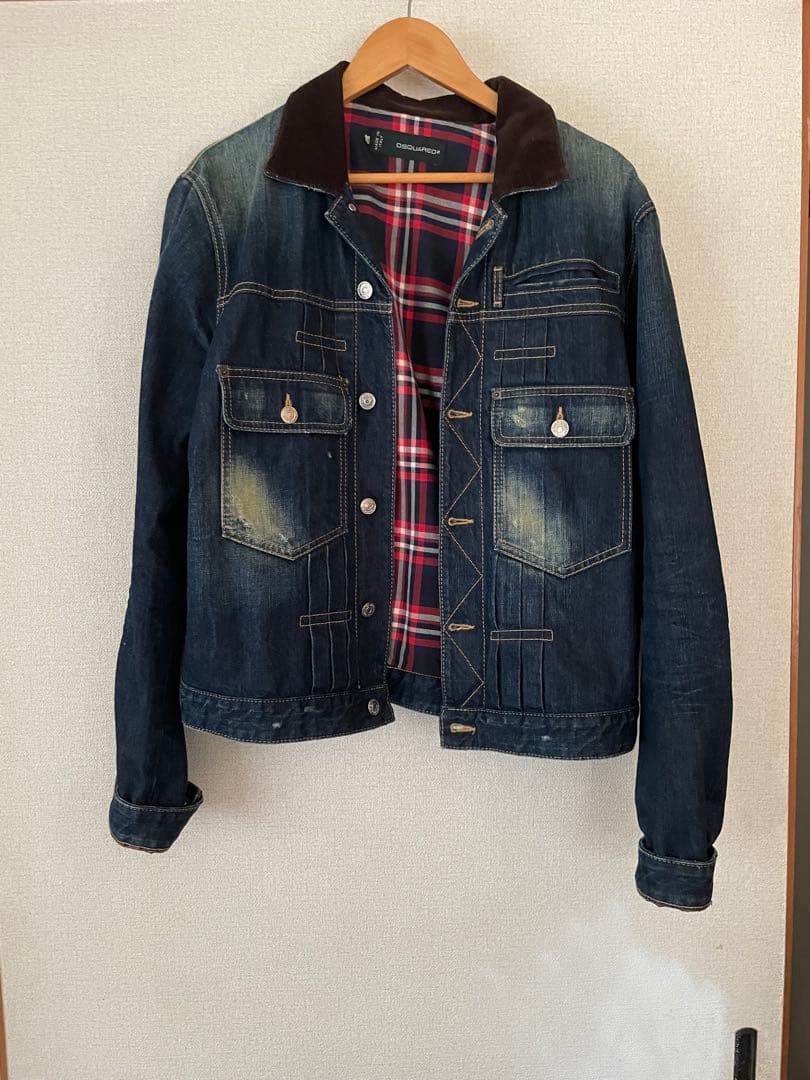 DSQUARED 2デニムジャケット コーデュロイ襟、裏地付き　サイズ50