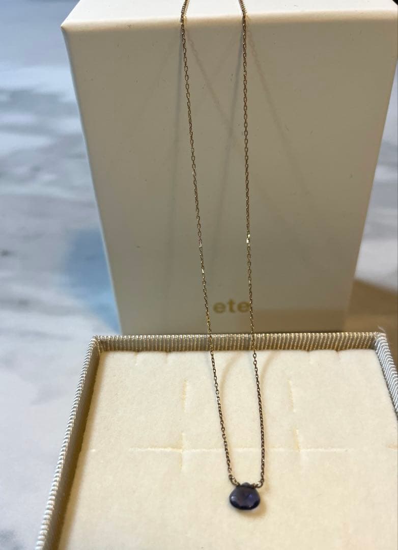 ete 天然石アイオライト　K10YGネックレス